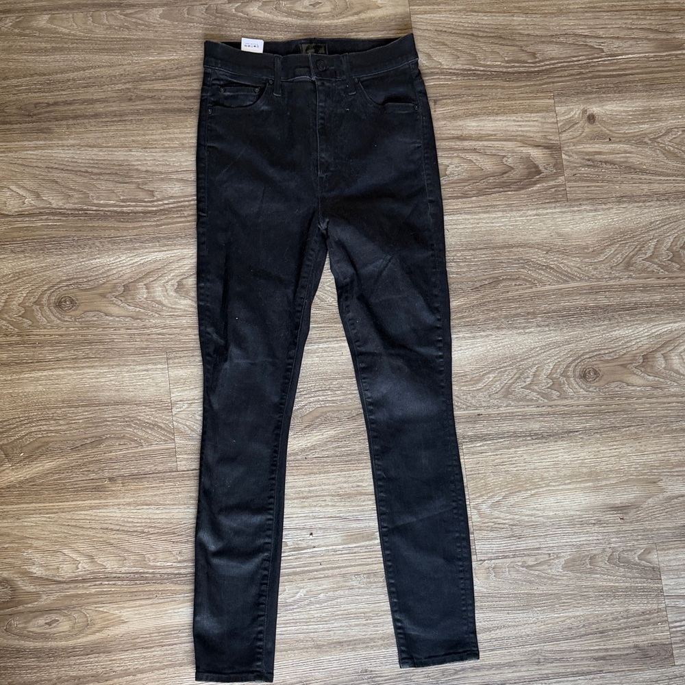 Mother The Swooner Ankle Skinny Jeans - Black Wet Paint Size: 27